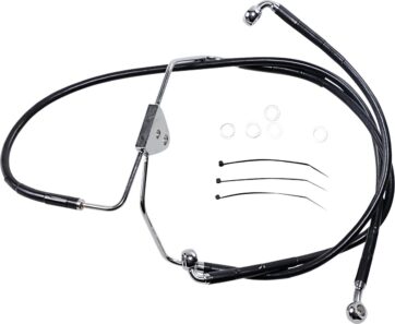 FRONT BRAKE LINE BLACK VINYL COATED STAINLESS STEEL EXTENDED 2"