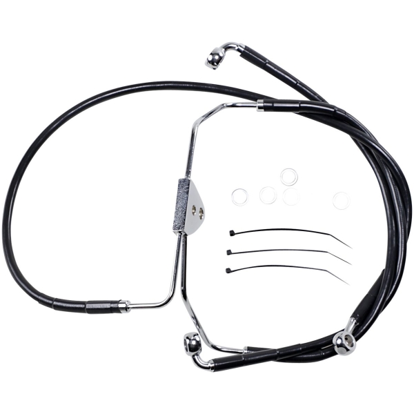 FRONT BRAKE LINE BLACK VINYL COATED STAINLESS STEEL EXTENDED 4"