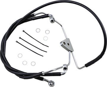 FRONT BRAKE LINE BLACK VINYL COATED STAINLESS STEEL EXTENDED 6"