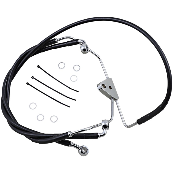 FRONT BRAKE LINE BLACK VINYL COATED STAINLESS STEEL EXTENDED 6"
