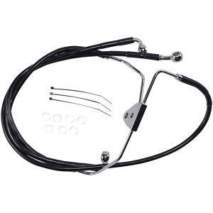 FRONT BRAKE LINE BLACK VINYL COATED STAINLESS STEEL EXTENDED 8"