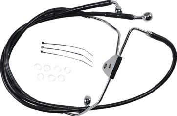 FRONT BRAKE LINE BLACK VINYL COATED STAINLESS STEEL EXTENDED 8"