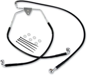 FRONT BRAKE LINE BLACK VINYL COATED STAINLESS STEEL EXTENDED 10"