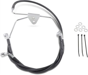 FRONT BRAKE LINE BLACK VINYL COATED STAINLESS STEEL EXTENDED 2"
