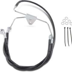 FRONT BRAKE LINE BLACK VINYL COATED STAINLESS STEEL EXTENDED 4"
