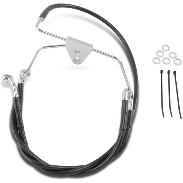 FRONT BRAKE LINE BLACK VINYL COATED STAINLESS STEEL EXTENDED 4"