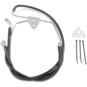 FRONT BRAKE LINE BLACK VINYL COATED STAINLESS STEEL EXTENDED 8"