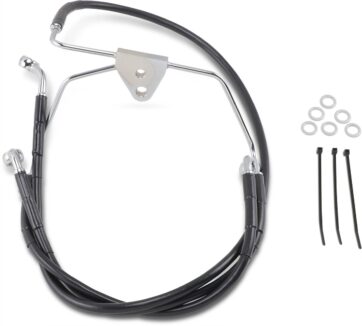 FRONT BRAKE LINE BLACK VINYL COATED STAINLESS STEEL EXTENDED 8"