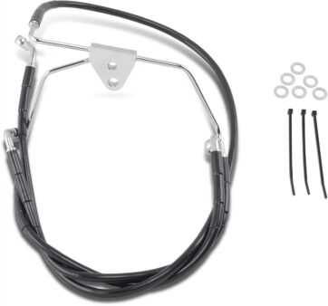 FRONT BRAKE LINE BLACK VINYL COATED STAINLESS STEEL EXTENDED 10"