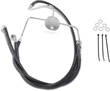 FRONT BRAKE LINE BLACK VINYL COATED STAINLESS STEEL EXTENDED 2"