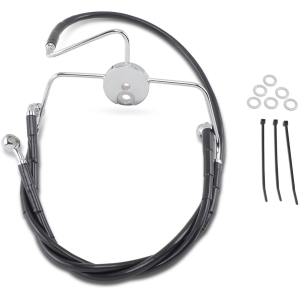 FRONT BRAKE LINE BLACK VINYL COATED STAINLESS STEEL EXTENDED 4"