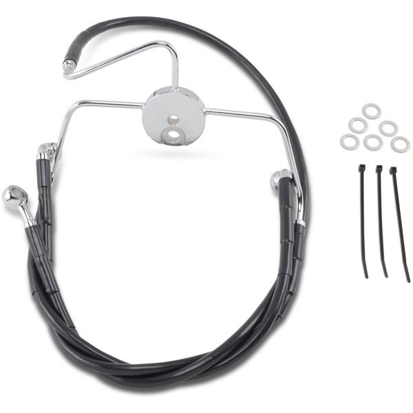 FRONT BRAKE LINE BLACK VINYL COATED STAINLESS STEEL EXTENDED 4"