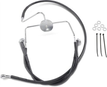 FRONT BRAKE LINE BLACK VINYL COATED STAINLESS STEEL EXTENDED 6"