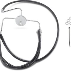 FRONT BRAKE LINE BLACK VINYL COATED STAINLESS STEEL EXTENDED 8"