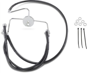 FRONT BRAKE LINE BLACK VINYL COATED STAINLESS STEEL EXTENDED 8"
