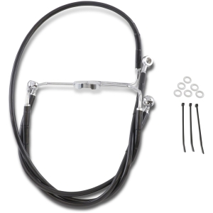 FRONT BRAKE LINE BLACK VINYL COATED STAINLESS STEEL EXTENDED 10"