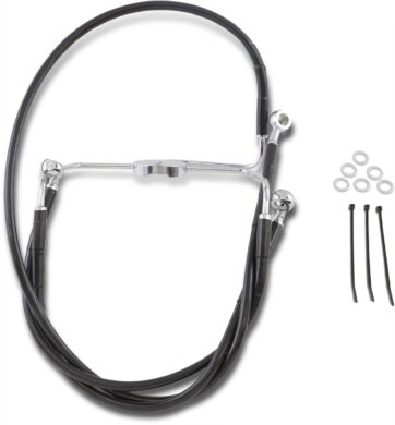 FRONT BRAKE LINE BLACK VINYL COATED STAINLESS STEEL EXTENDED 10"