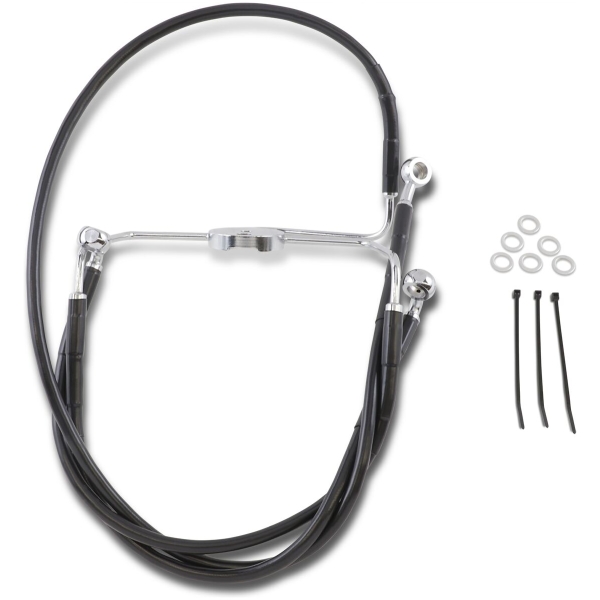 FRONT BRAKE LINE BLACK VINYL COATED STAINLESS STEEL EXTENDED 10"