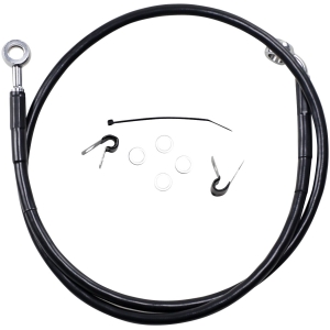 FRONT BRAKE LINE BLACK VINYL COATED STAINLESS STEEL EXTENDED 2"