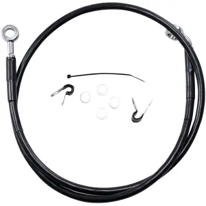 FRONT BRAKE LINE BLACK VINYL COATED STAINLESS STEEL EXTENDED 2"