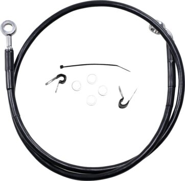 FRONT BRAKE LINE BLACK VINYL COATED STAINLESS STEEL EXTENDED 2"
