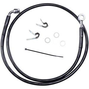FRONT BRAKE LINE BLACK VINYL COATED STAINLESS STEEL EXTENDED 4"
