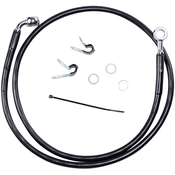 FRONT BRAKE LINE BLACK VINYL COATED STAINLESS STEEL EXTENDED 4"