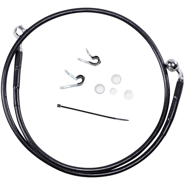 FRONT BRAKE LINE BLACK VINYL COATED STAINLESS STEEL EXTENDED 6"