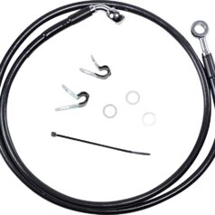 FRONT BRAKE LINE BLACK VINYL COATED STAINLESS STEEL EXTENDED 8"