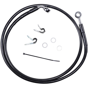 FRONT BRAKE LINE BLACK VINYL COATED STAINLESS STEEL EXTENDED 8"