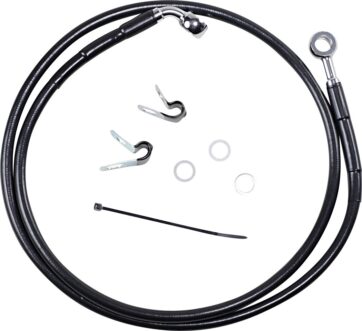 FRONT BRAKE LINE BLACK VINYL COATED STAINLESS STEEL EXTENDED 8"
