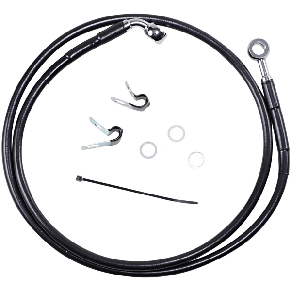 FRONT BRAKE LINE BLACK VINYL COATED STAINLESS STEEL EXTENDED 8"