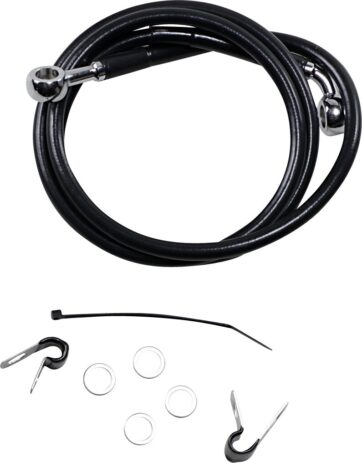 FRONT BRAKE LINE BLACK VINYL COATED STAINLESS STEEL EXTENDED 10"