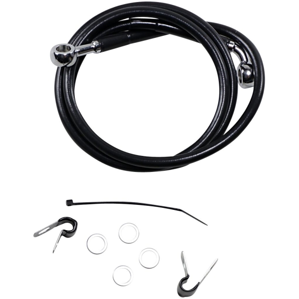 FRONT BRAKE LINE BLACK VINYL COATED STAINLESS STEEL EXTENDED 10"