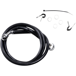 FRONT BRAKE LINE BLACK VINYL COATED STAINLESS STEEL EXTENDED 2"