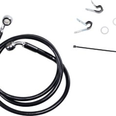 FRONT BRAKE LINE BLACK VINYL COATED STAINLESS STEEL EXTENDED 4"