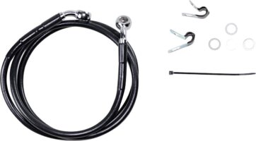 FRONT BRAKE LINE BLACK VINYL COATED STAINLESS STEEL EXTENDED 6"