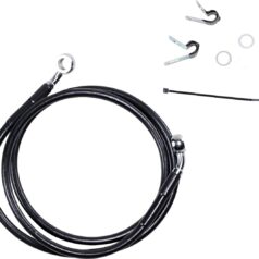 FRONT BRAKE LINE BLACK VINYL COATED STAINLESS STEEL EXTENDED 8"