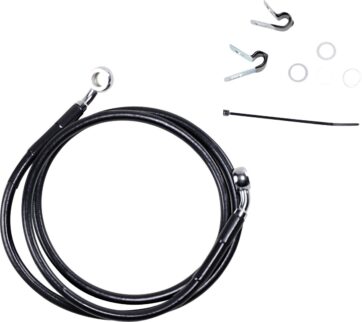 FRONT BRAKE LINE BLACK VINYL COATED STAINLESS STEEL EXTENDED 8"