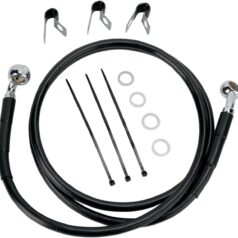 FRONT BRAKE LINE BLACK VINYL COATED STAINLESS STEEL EXTENDED 2"