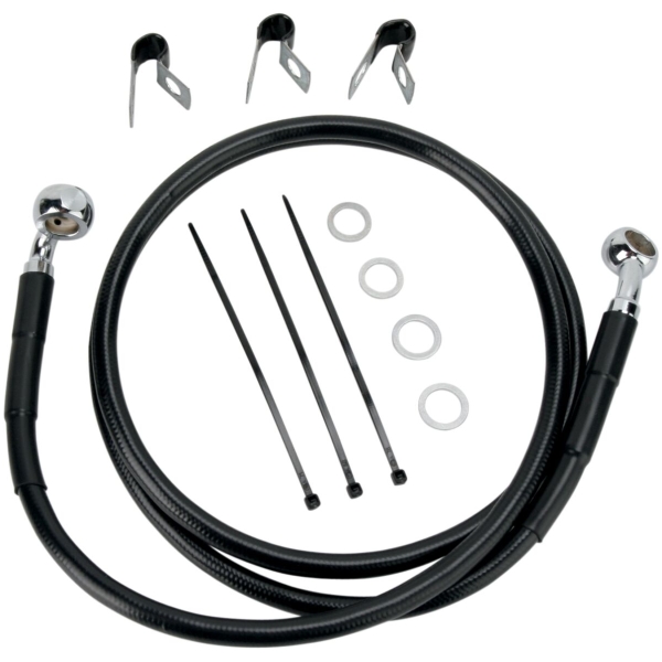FRONT BRAKE LINE BLACK VINYL COATED STAINLESS STEEL EXTENDED 6"