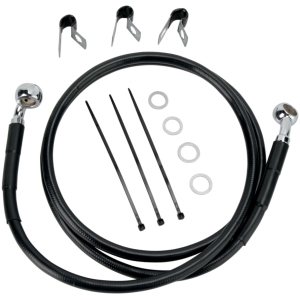 FRONT BRAKE LINE BLACK VINYL COATED STAINLESS STEEL EXTENDED 10"