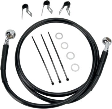FRONT BRAKE LINE BLACK VINYL COATED STAINLESS STEEL EXTENDED 10"