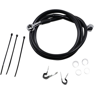 FRONT BRAKE LINE BLACK VINYL COATED STAINLESS STEEL EXTENDED 2"