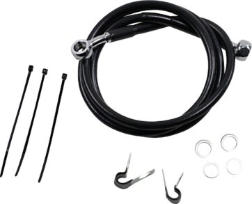 FRONT BRAKE LINE BLACK VINYL COATED STAINLESS STEEL EXTENDED 2"