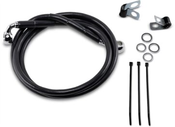 FRONT BRAKE LINE BLACK VINYL COATED STAINLESS STEEL EXTENDED 6"
