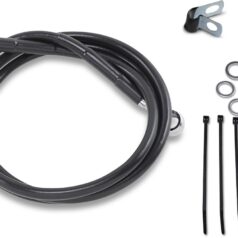 FRONT BRAKE LINE BLACK VINYL COATED STAINLESS STEEL EXTENDED 8"