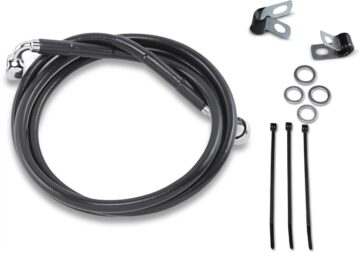 FRONT BRAKE LINE BLACK VINYL COATED STAINLESS STEEL EXTENDED 8"