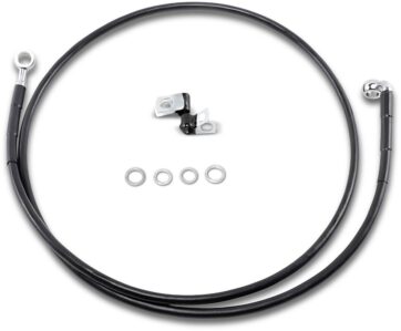 FRONT BRAKE LINE BLACK VINYL COATED STAINLESS STEEL EXTENDED 10"