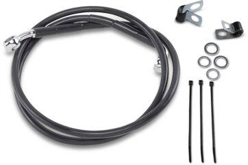 FRONT BRAKE LINE BLACK VINYL COATED STAINLESS STEEL EXTENDED 2"